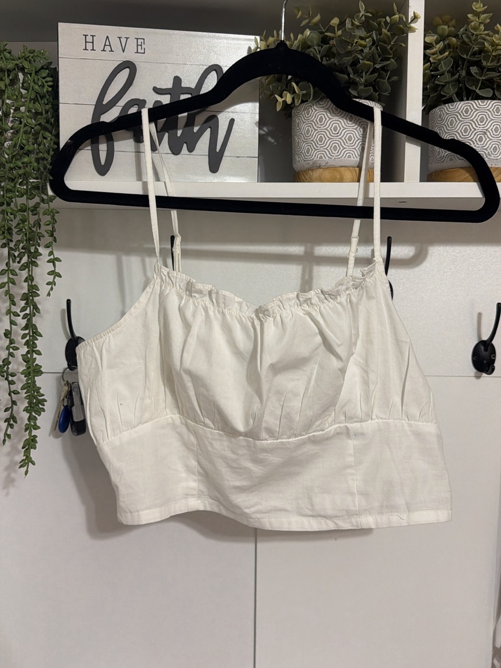 White Cropped Spaghetti Strap Bustier Top